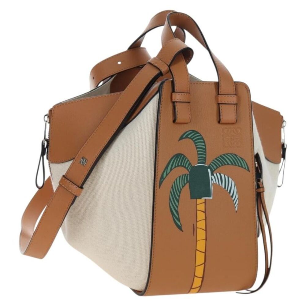 Loewe Ken Price Hammock Printed Leather And Canvas Beige Canvas Handbag